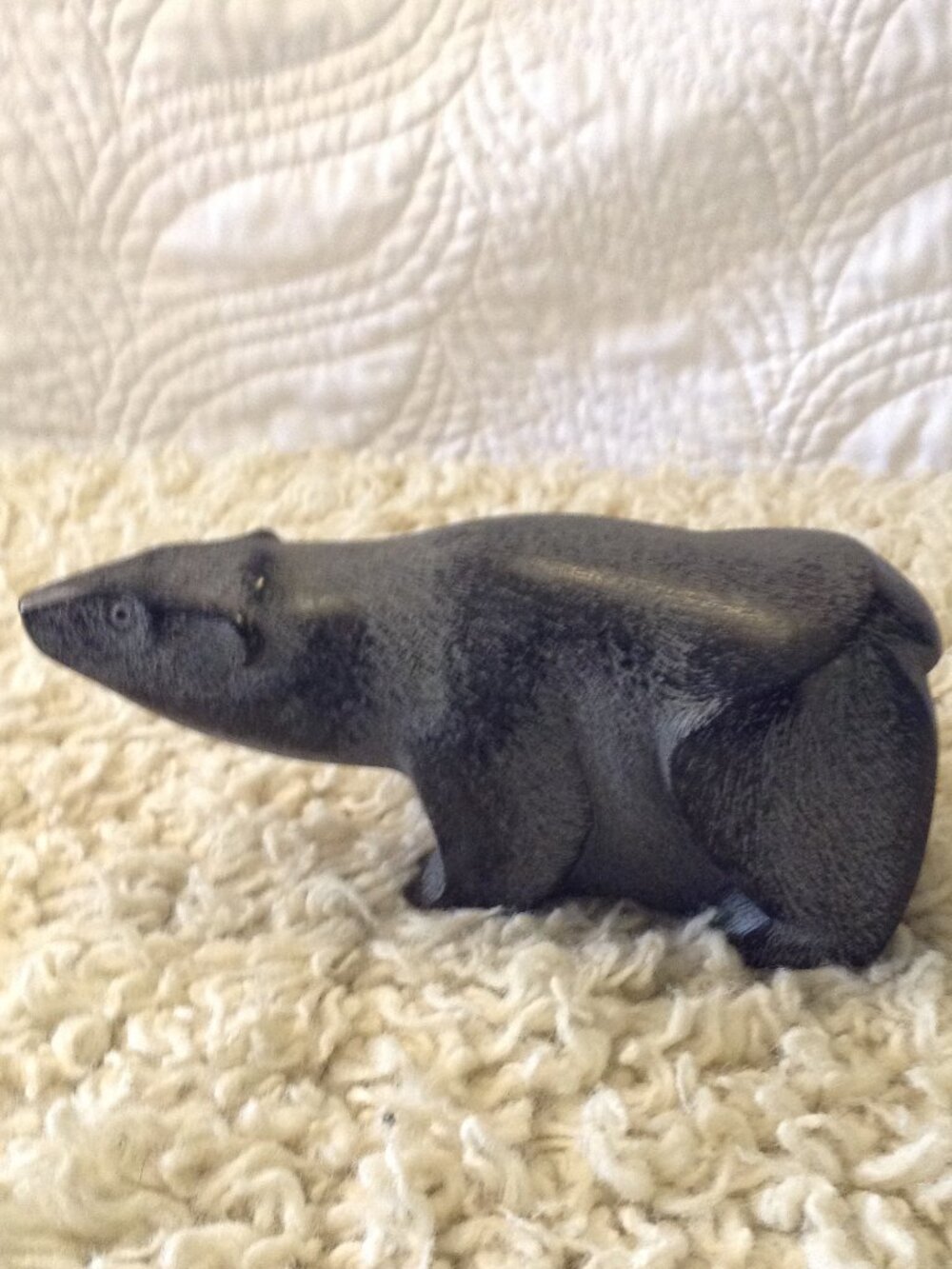 VTG 80's Boma Soapstone Inuit Black Bear Carving Environmental Traditional Bears